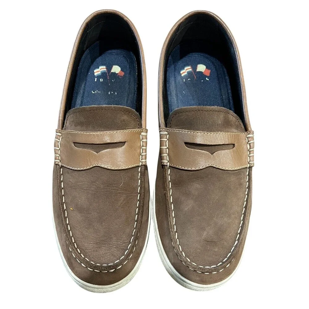 Cole Haan Men's Brown Nubuck Penny Loafers Shoes Size 10.5 Preppy Academia